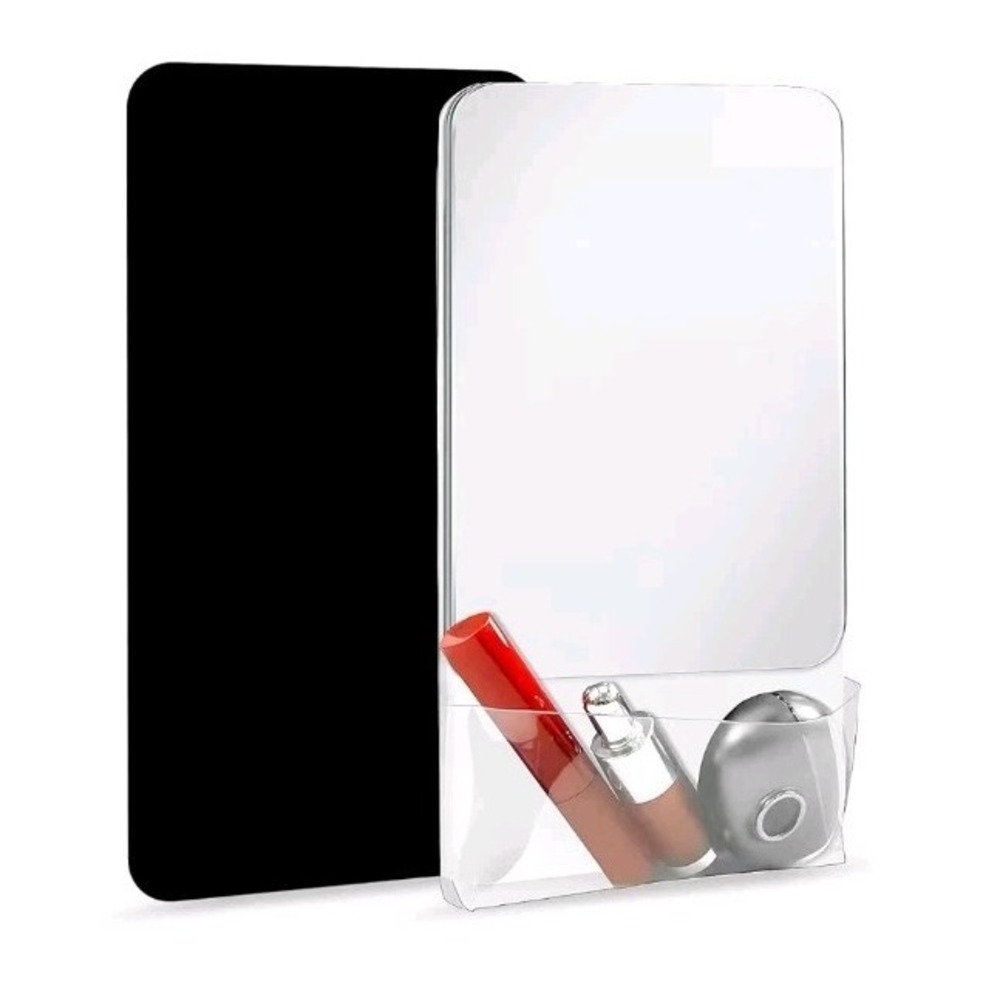 2 Pack Magnetic Locker Mirror with Storage Pocket, 9 Inches Small Real Glass